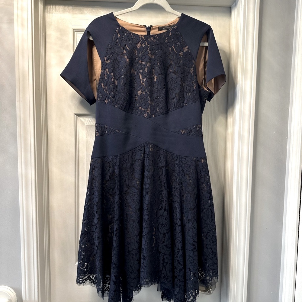 BCBGMaxAzria Navy Lace‎ Detail Dress